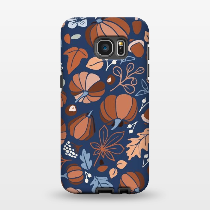 Galaxy S7 EDGE StrongFit Fall Fruits in Navy and Orange by Paula Ohreen