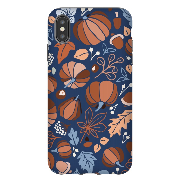 iPhone Xs Max StrongFit Fall Fruits in Navy and Orange by Paula Ohreen
