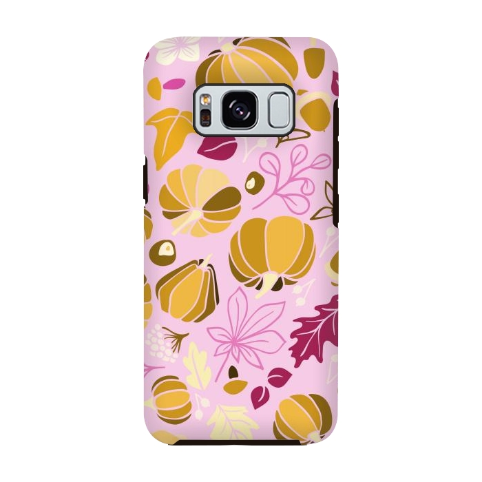 Galaxy S8 StrongFit Fall Fruits in Pink and Orange by Paula Ohreen