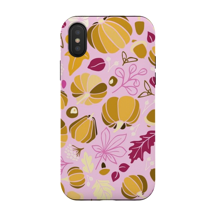 iPhone Xs / X StrongFit Fall Fruits in Pink and Orange by Paula Ohreen