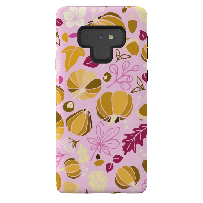 Galaxy Note 9 StrongFit Fall Fruits in Pink and Orange by Paula Ohreen