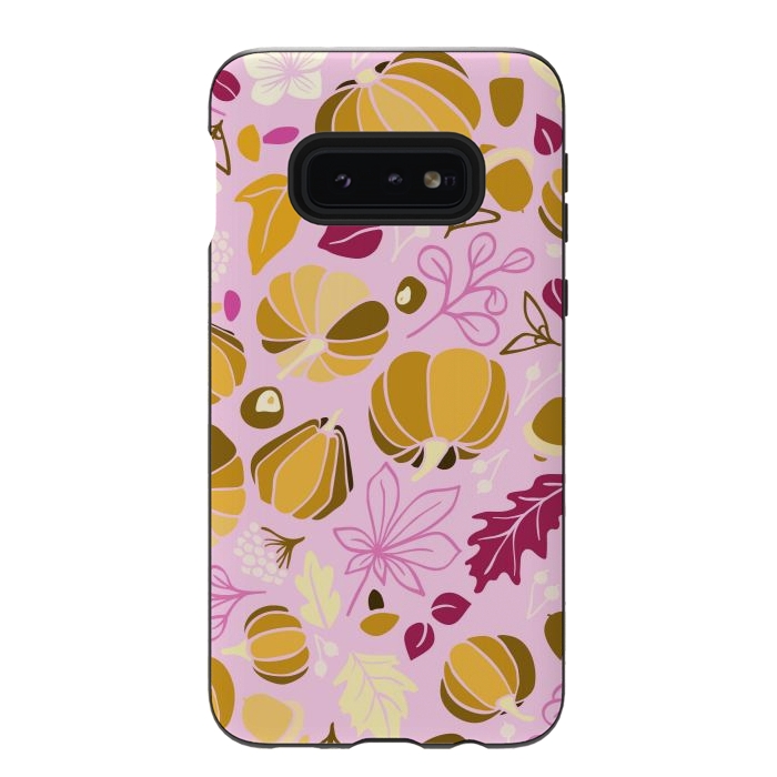 Galaxy S10e StrongFit Fall Fruits in Pink and Orange by Paula Ohreen