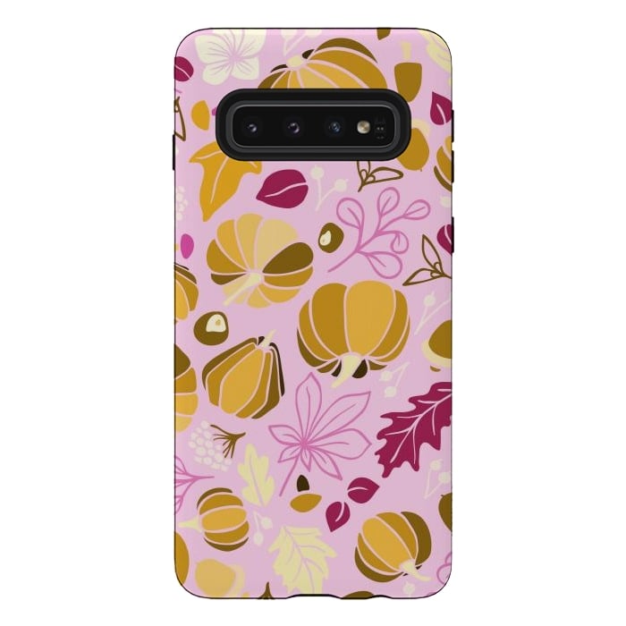 Galaxy S10 StrongFit Fall Fruits in Pink and Orange by Paula Ohreen