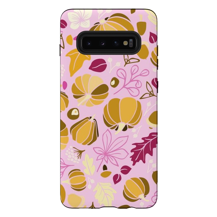 Galaxy S10 plus StrongFit Fall Fruits in Pink and Orange by Paula Ohreen