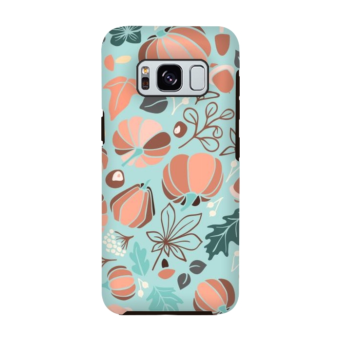 Galaxy S8 StrongFit Fall Fruits in Mint and Orange by Paula Ohreen