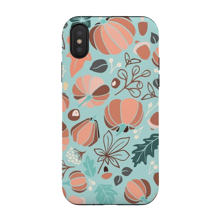 iPhone Xs / X StrongFit Fall Fruits in Mint and Orange by Paula Ohreen