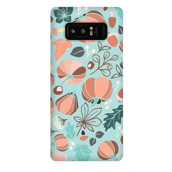 Galaxy Note 8 StrongFit Fall Fruits in Mint and Orange by Paula Ohreen