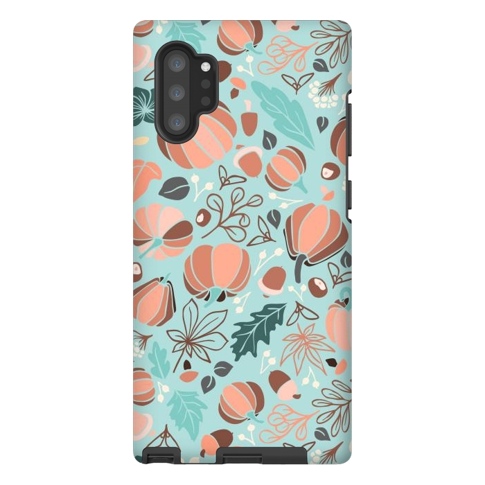 Galaxy Note 10 plus StrongFit Fall Fruits in Mint and Orange by Paula Ohreen