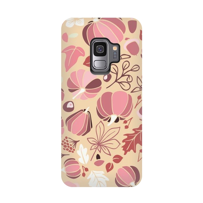 Galaxy S9 StrongFit Fall Fruits in Cream and Pink by Paula Ohreen