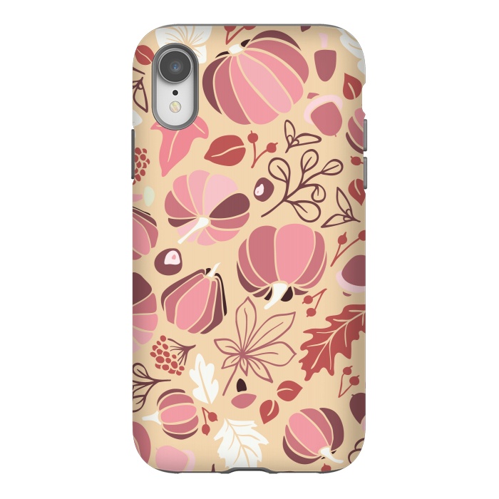 iPhone Xr StrongFit Fall Fruits in Cream and Pink by Paula Ohreen