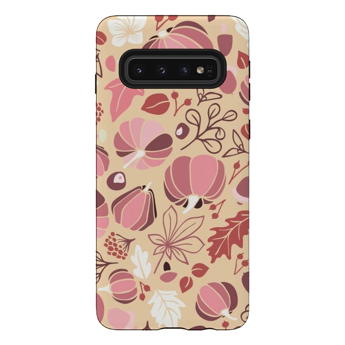 Galaxy S10 StrongFit Fall Fruits in Cream and Pink by Paula Ohreen