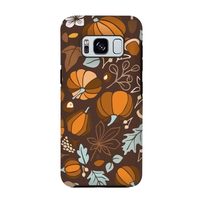 Galaxy S8 StrongFit Fall Fruits in Brown and Mustard by Paula Ohreen