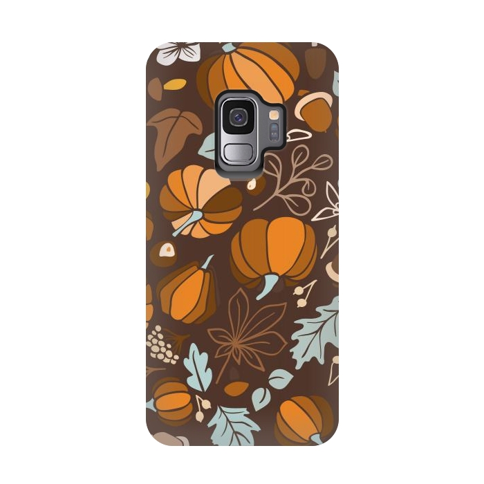 Galaxy S9 StrongFit Fall Fruits in Brown and Mustard by Paula Ohreen