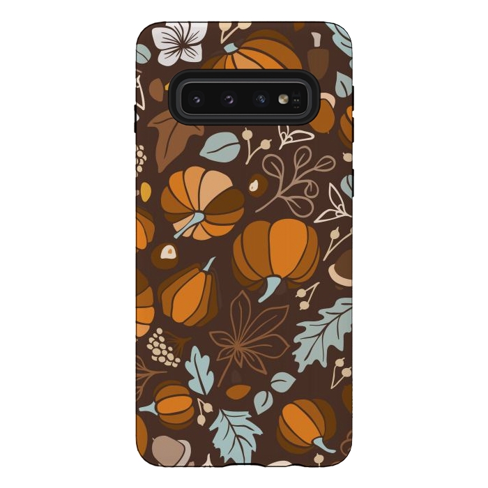 Galaxy S10 StrongFit Fall Fruits in Brown and Mustard by Paula Ohreen
