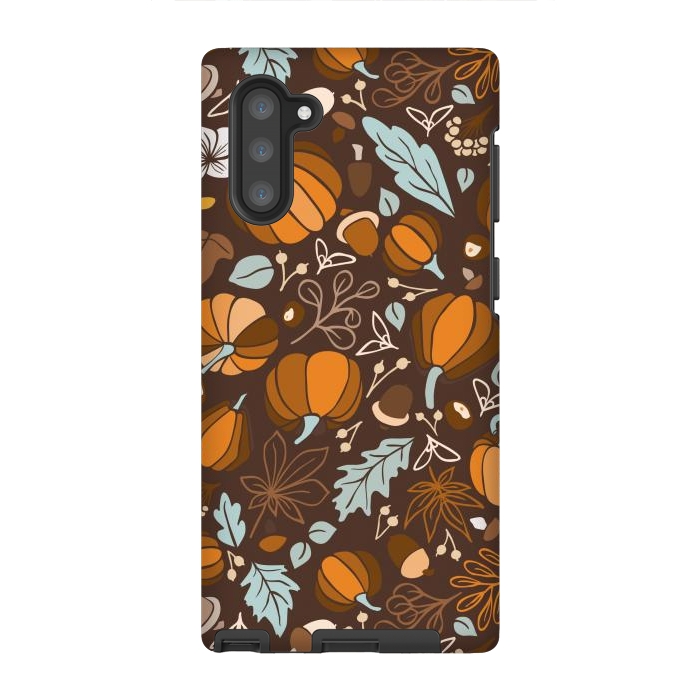 Galaxy Note 10 StrongFit Fall Fruits in Brown and Mustard by Paula Ohreen
