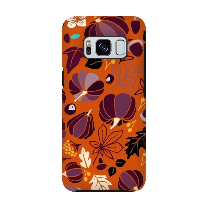 Galaxy S8 StrongFit Fall Fruits in Orange and Purple by Paula Ohreen