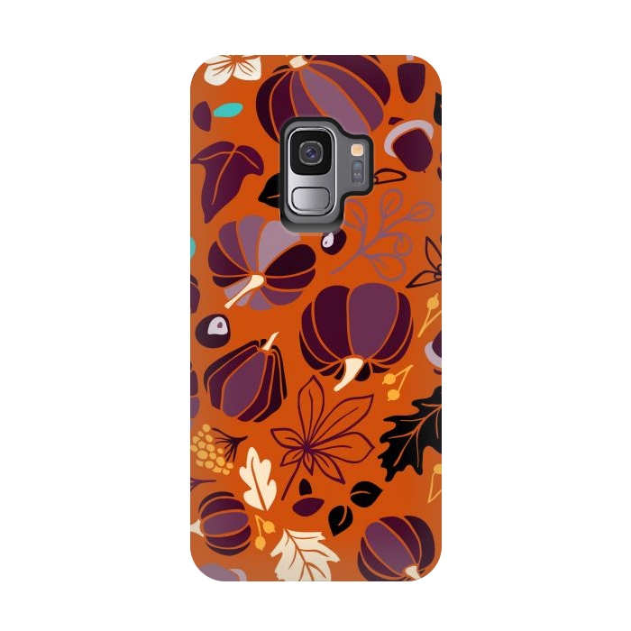 Galaxy S9 StrongFit Fall Fruits in Orange and Purple by Paula Ohreen