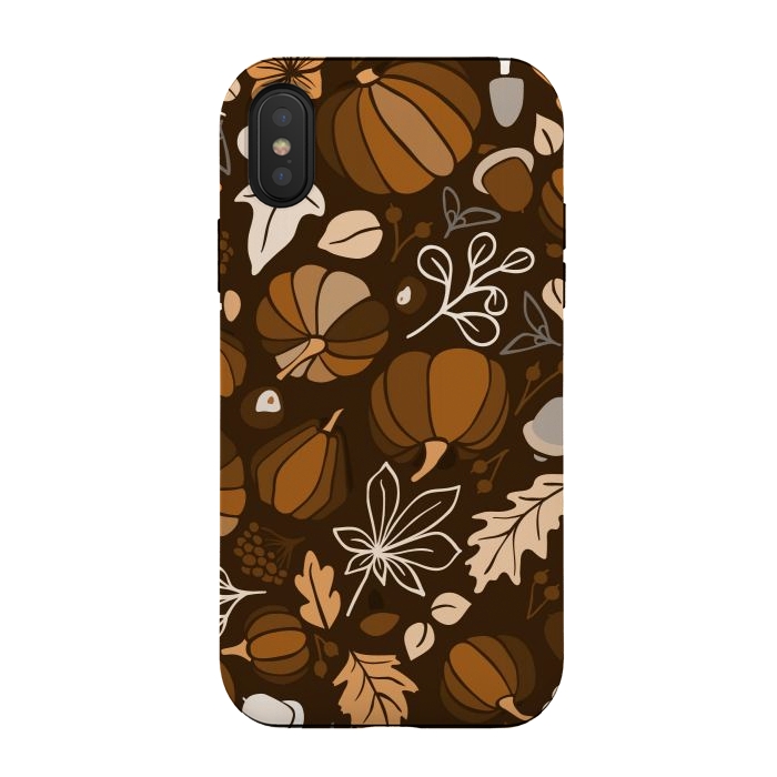iPhone Xs / X StrongFit Fall Fruits in Brown and Beige by Paula Ohreen