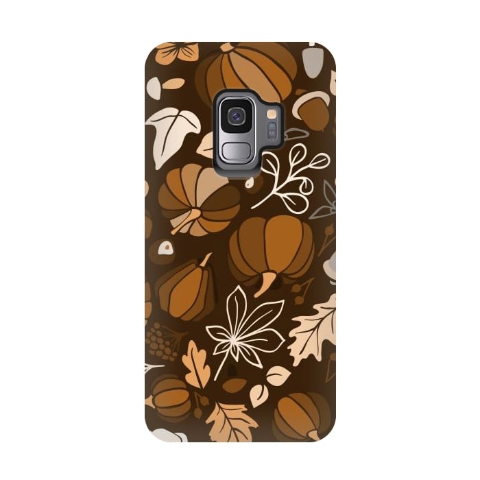 Galaxy S9 StrongFit Fall Fruits in Brown and Beige by Paula Ohreen