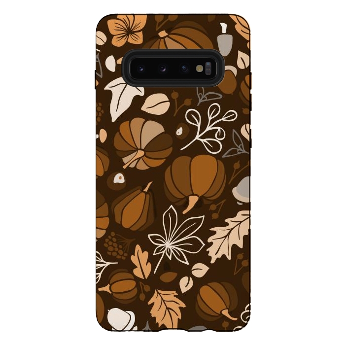 Galaxy S10 plus StrongFit Fall Fruits in Brown and Beige by Paula Ohreen