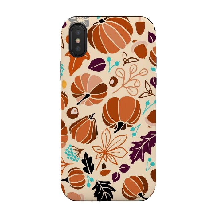 iPhone Xs / X StrongFit Fall Fruits in Cream and Orange by Paula Ohreen