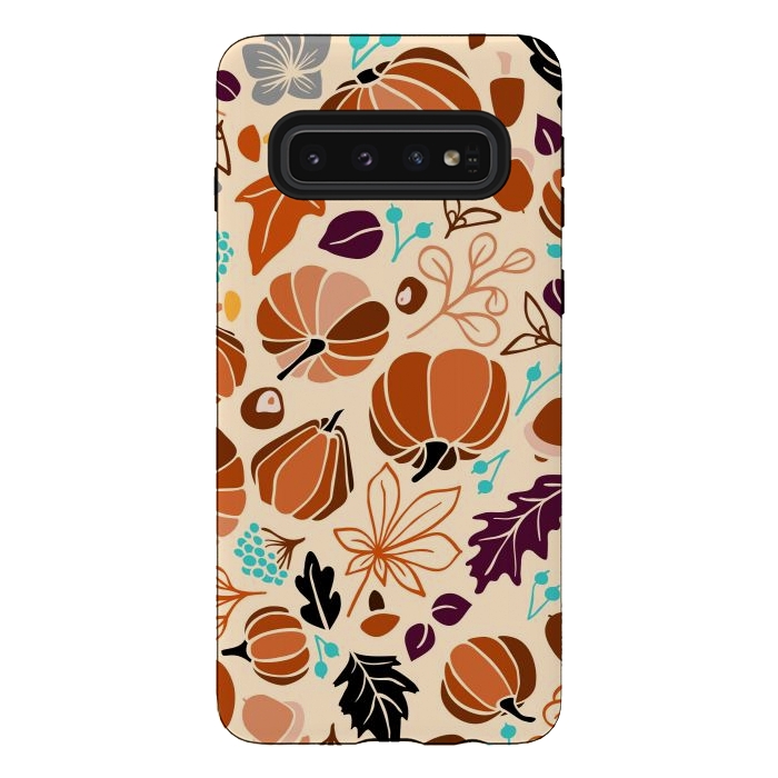 Galaxy S10 StrongFit Fall Fruits in Cream and Orange by Paula Ohreen