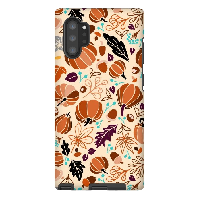 Galaxy Note 10 plus StrongFit Fall Fruits in Cream and Orange by Paula Ohreen