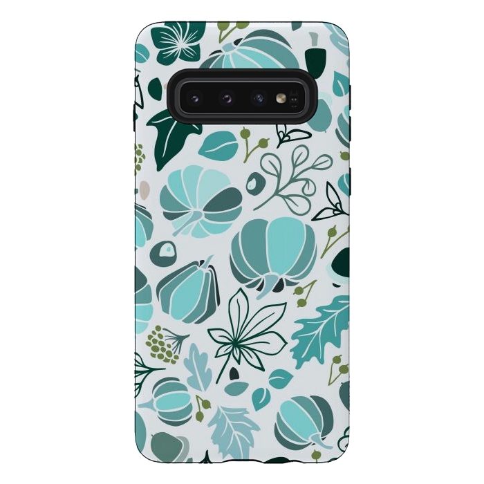 Galaxy S10 StrongFit Fall Fruits in Blue and Green by Paula Ohreen