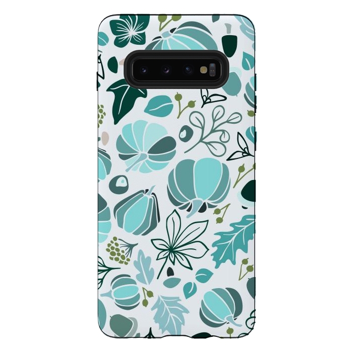 Galaxy S10 plus StrongFit Fall Fruits in Blue and Green by Paula Ohreen