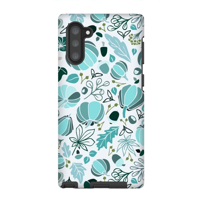 Galaxy Note 10 StrongFit Fall Fruits in Blue and Green by Paula Ohreen