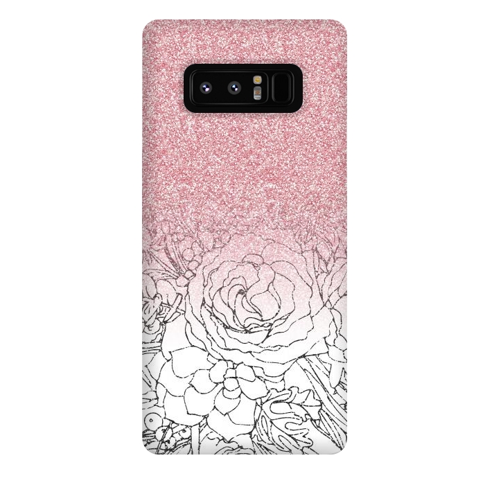 Galaxy Note 8 StrongFit Elegant Floral Doodles Pink Gradient Glitter Image by InovArts