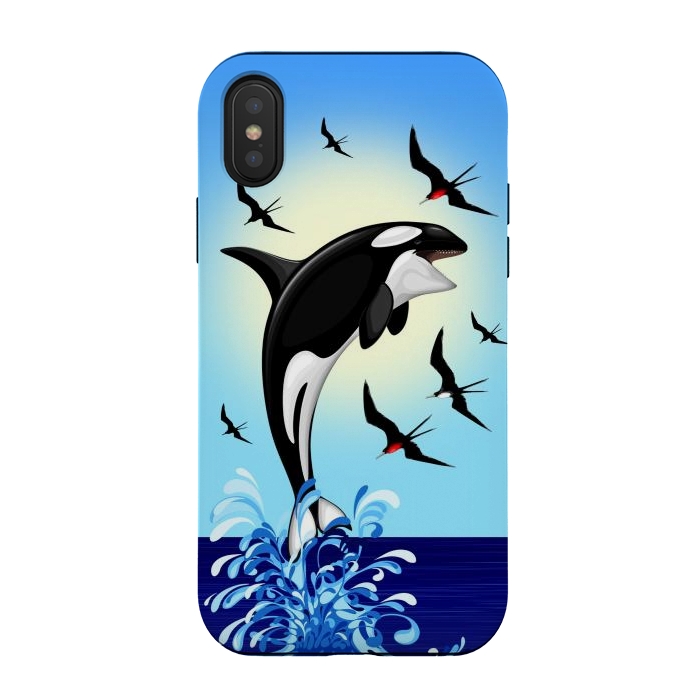 iPhone Xs / X StrongFit Orca Killer Whale jumping out of Ocean by BluedarkArt