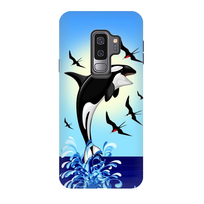 Galaxy S9 plus StrongFit Orca Killer Whale jumping out of Ocean by BluedarkArt