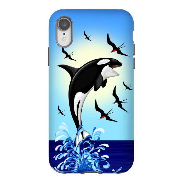 iPhone Xr StrongFit Orca Killer Whale jumping out of Ocean by BluedarkArt
