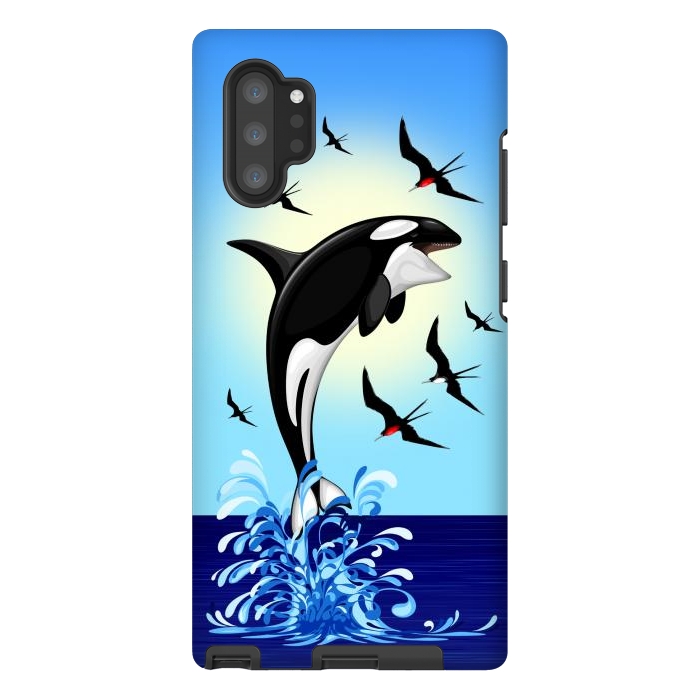 Galaxy Note 10 plus StrongFit Orca Killer Whale jumping out of Ocean by BluedarkArt