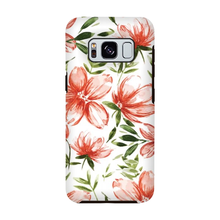 Galaxy S8 StrongFit Red Watercolor Flowers by Bledi