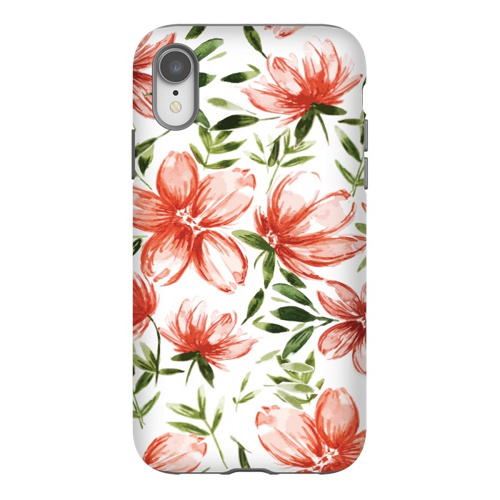 iPhone Xr StrongFit Red Watercolor Flowers by Bledi