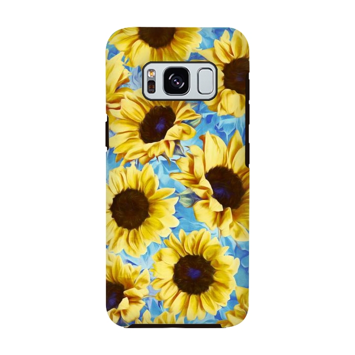 Galaxy S8 StrongFit Dreamy Sunflowers on Blue by Micklyn Le Feuvre