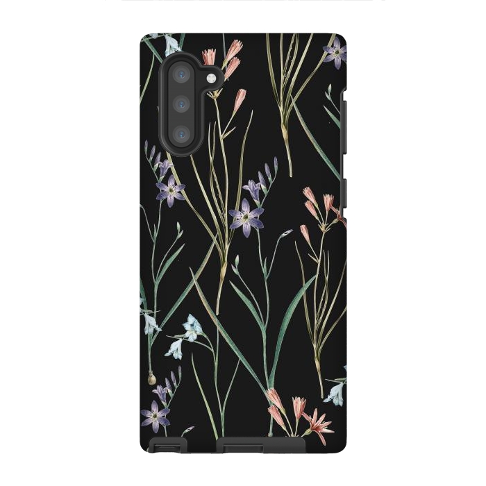 Galaxy Note 10 StrongFit Dainty Floral Darkness by Zala Farah