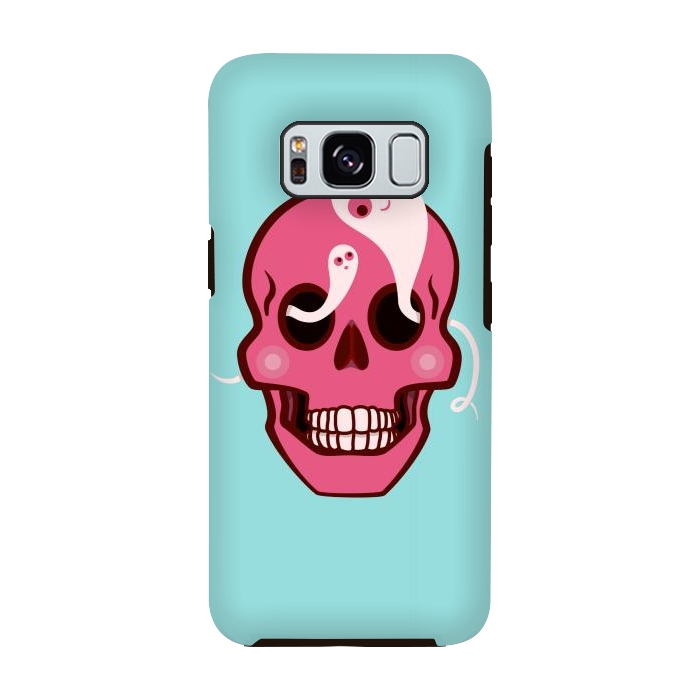 Galaxy S8 StrongFit Cute Pink Skull With Spider And Ghosts In Eyes by Boriana Giormova