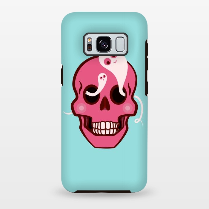 Galaxy S8 plus StrongFit Cute Pink Skull With Spider And Ghosts In Eyes by Boriana Giormova