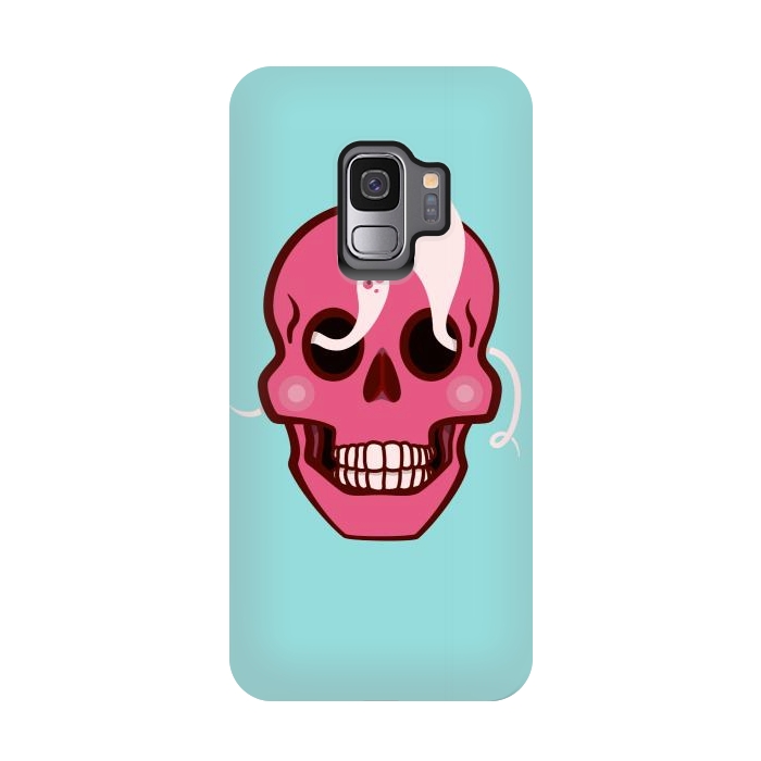 Galaxy S9 StrongFit Cute Pink Skull With Spider And Ghosts In Eyes by Boriana Giormova