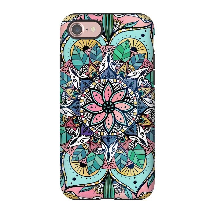 iPhone 7 StrongFit Bohemian Colorful Watercolor Floral Mandala by InovArts