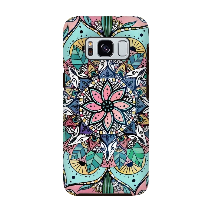 Galaxy S8 StrongFit Bohemian Colorful Watercolor Floral Mandala by InovArts