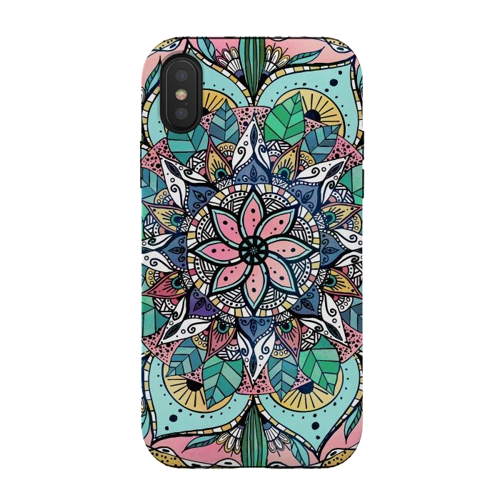 iPhone Xs / X StrongFit Bohemian Colorful Watercolor Floral Mandala by InovArts