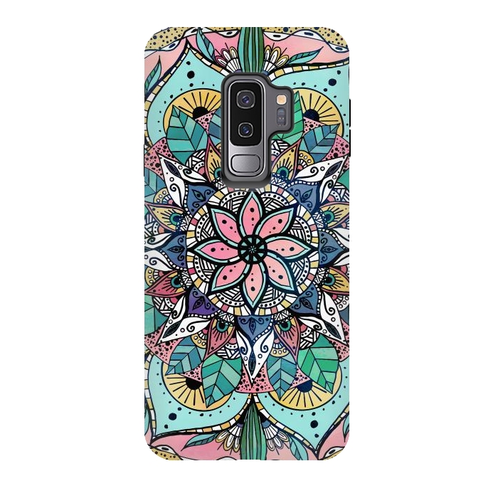 Galaxy S9 plus StrongFit Bohemian Colorful Watercolor Floral Mandala by InovArts