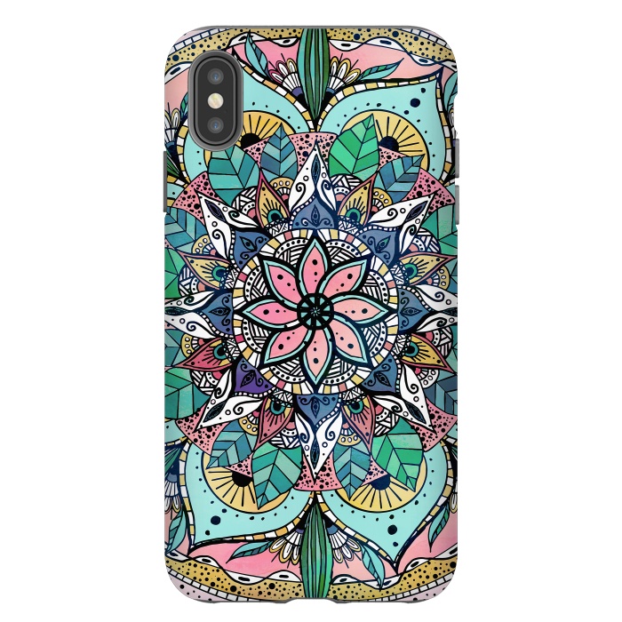 iPhone Xs Max StrongFit Bohemian Colorful Watercolor Floral Mandala by InovArts