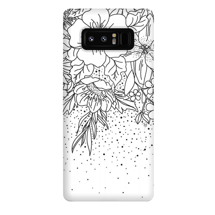Galaxy Note 8 StrongFit Cute Black White floral doodles and confetti design by InovArts