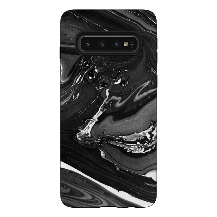 Galaxy S10 StrongFit black white minimal marble by haroulita
