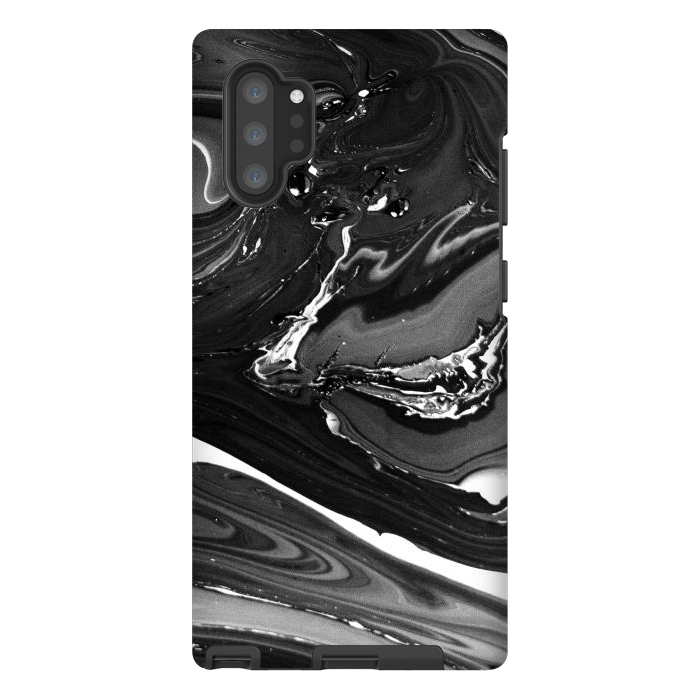 Galaxy Note 10 plus StrongFit black white minimal marble by haroulita